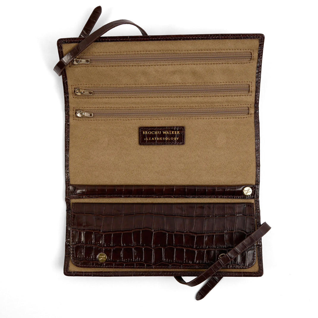 Brochu Walker x Leatherology Jewelry Roll Brown Croc
